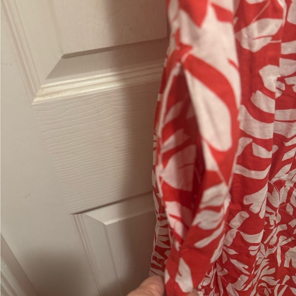 NWT 100%Cotton Coral and White Maxi Dress - Picture 4 of 8